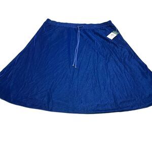 LAUREN RALPH LAUREN Velvet Velour Skirt Drawstring A-Line Blue Sapphire 2X NWT